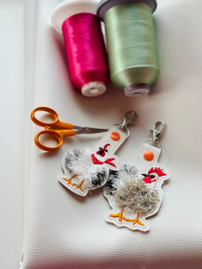 Fringed Chicken Keychain Set of 2