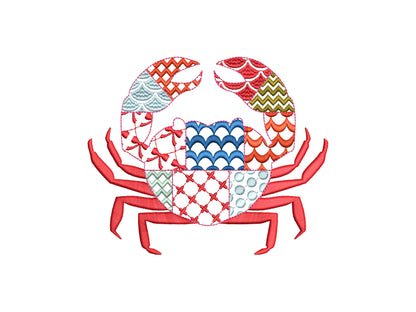 Patchwork Patterned Crab with Pincers