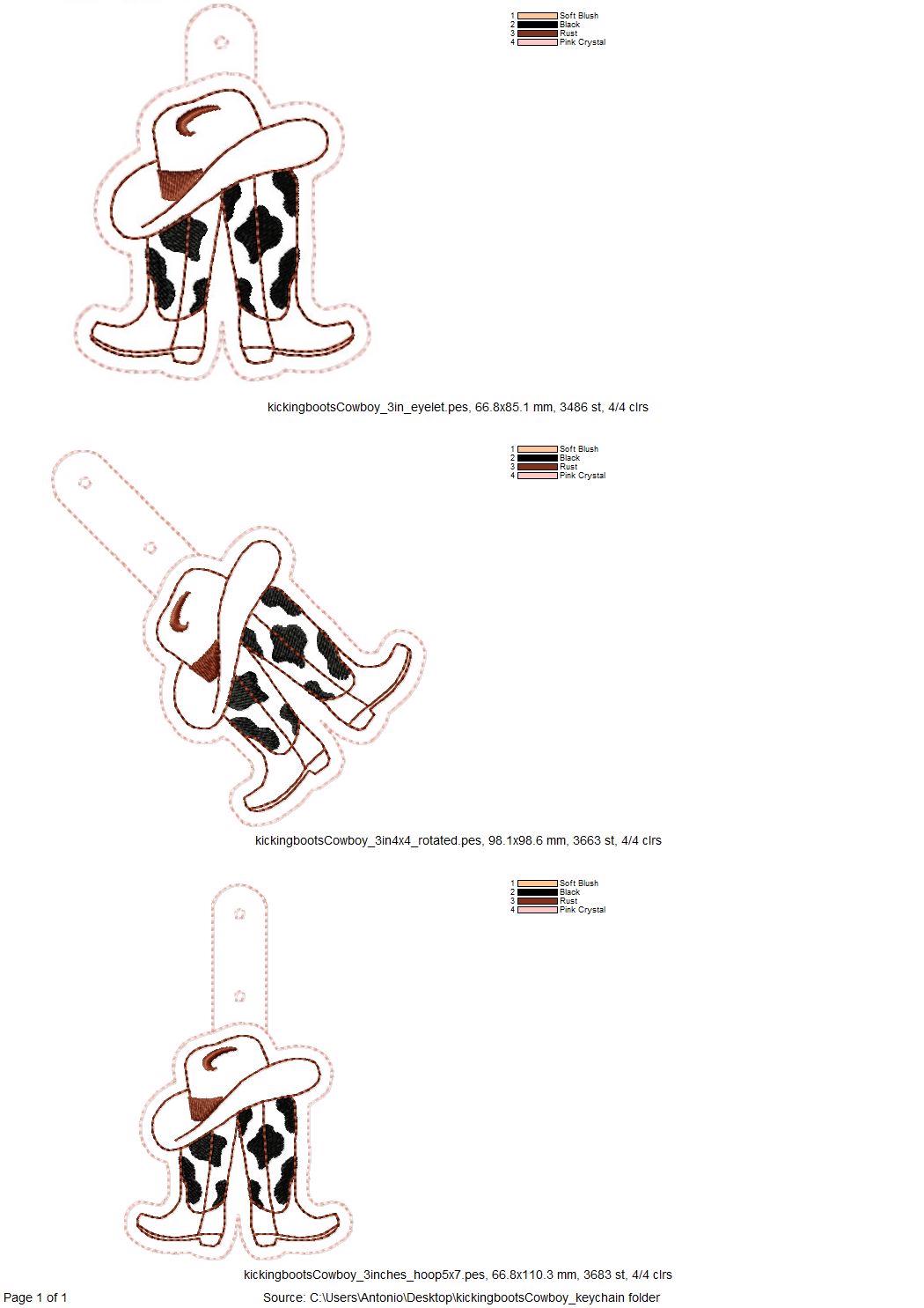 Cowboy Boots and Hat Keychain