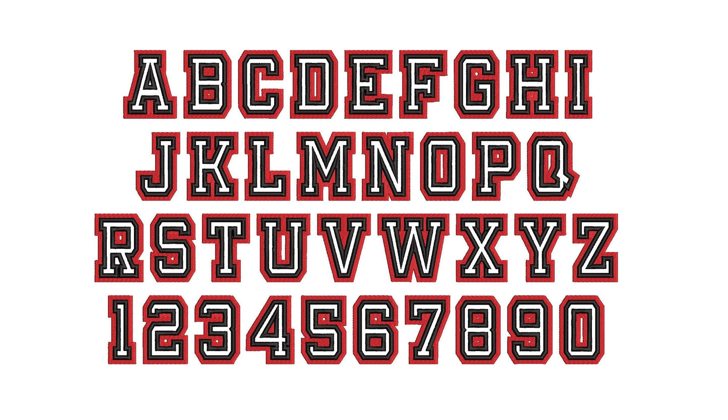 Thin Double Outline Athletic Sport Font Applique