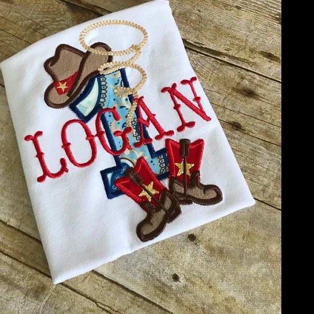 Cowboy Boots Hat Rodeo Rope and Mini Font