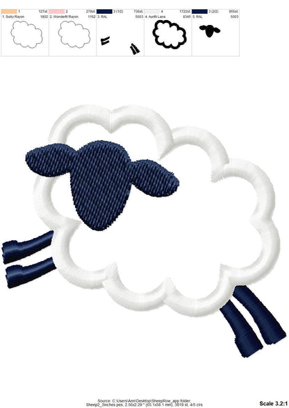 Mini baby Sheep Little Lamb farm animal machine embroidery applique