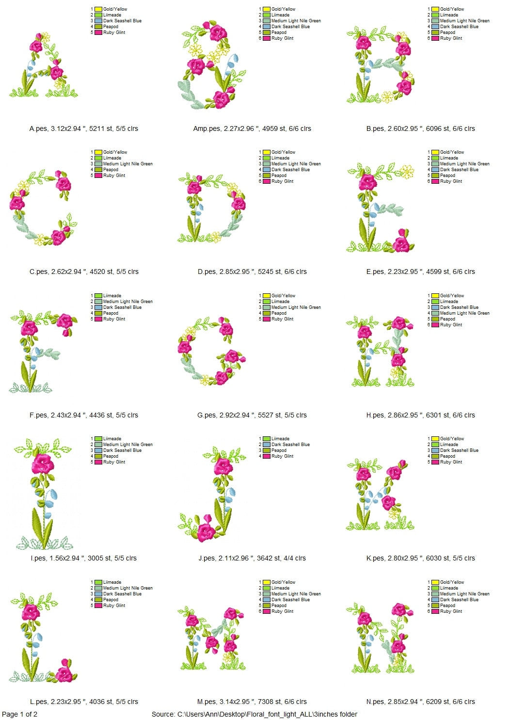Light Stitch Summer Floral Font