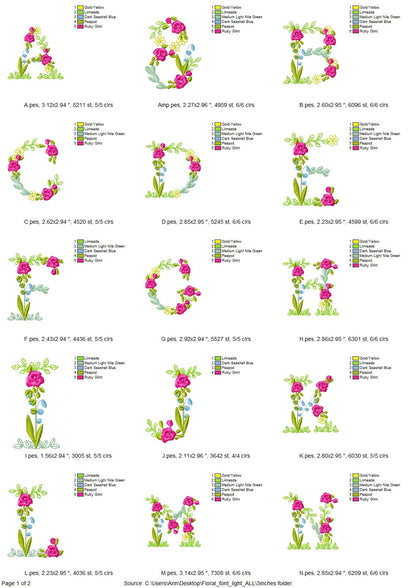 Light Stitch Summer Floral Font