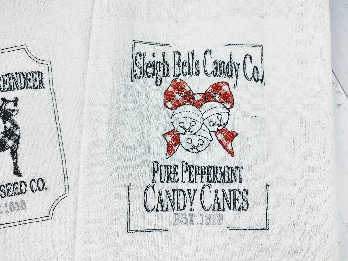 Retro Vintage style Christmas Kitchen dish towel quotes sayings SET of