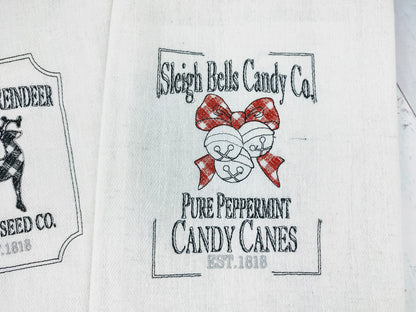 Retro Vintage style Christmas Kitchen dish towel quotes sayings SET of