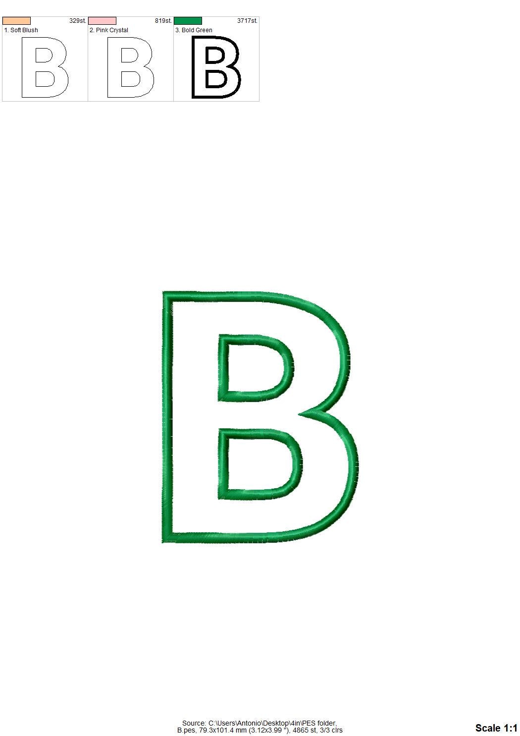 Satin Stitch Outline Block Font Applique