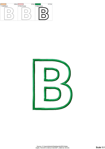 Satin Stitch Outline Block Font Applique