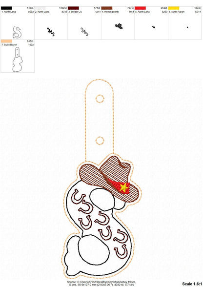 Cowboy Hat and Boots Monogram Keychain