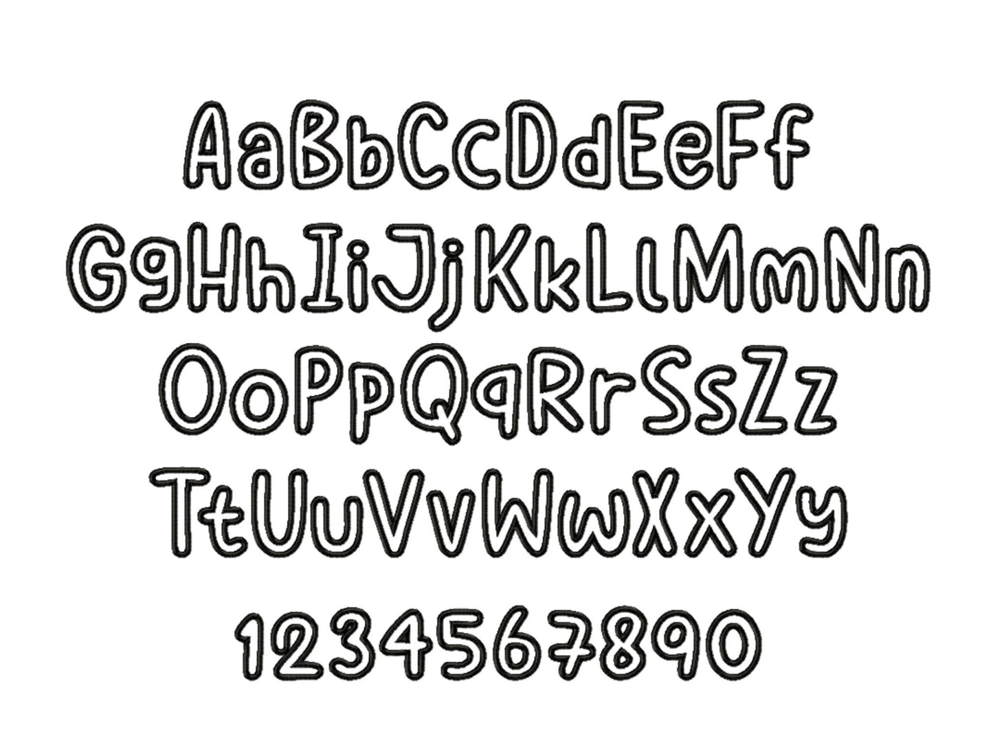 Satin Stitch Outline Applique Font Janet