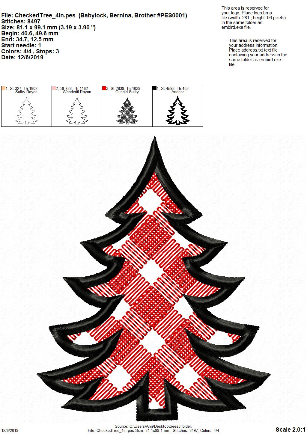Gingham Plaid Patterned Christmas Tree