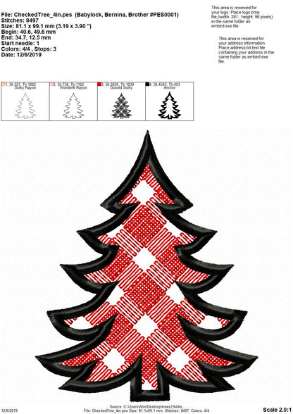 Gingham Plaid Patterned Christmas Tree