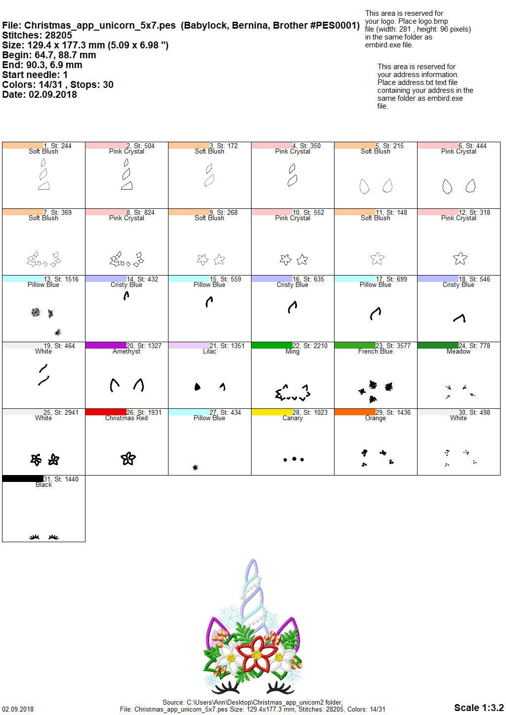 Christmas Unicorn Head with Floral Crown