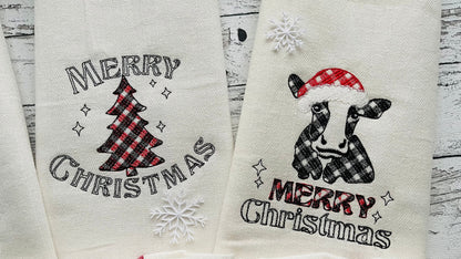 Gingham Tartan Patterned Christmas Saying Set