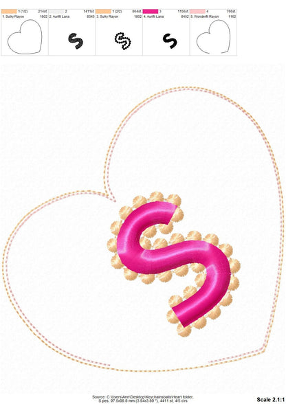 Minky fur fluffy Ball and Heart Keychain