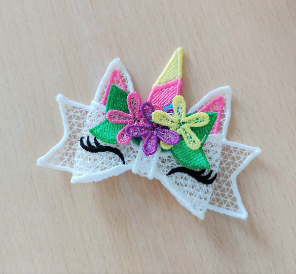 Unicorn with Floral Crown 3D Bow FSL