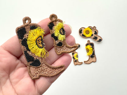 Cowboy Boots and Hat Fringed Sunflower Charm