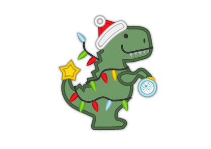 Little Christmas T-Rex Dinosaur with Santa Hat