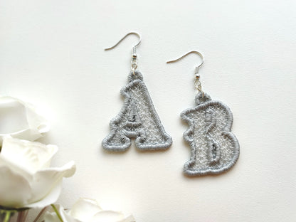 Lace Monogram Font Charm Earrings FSL
