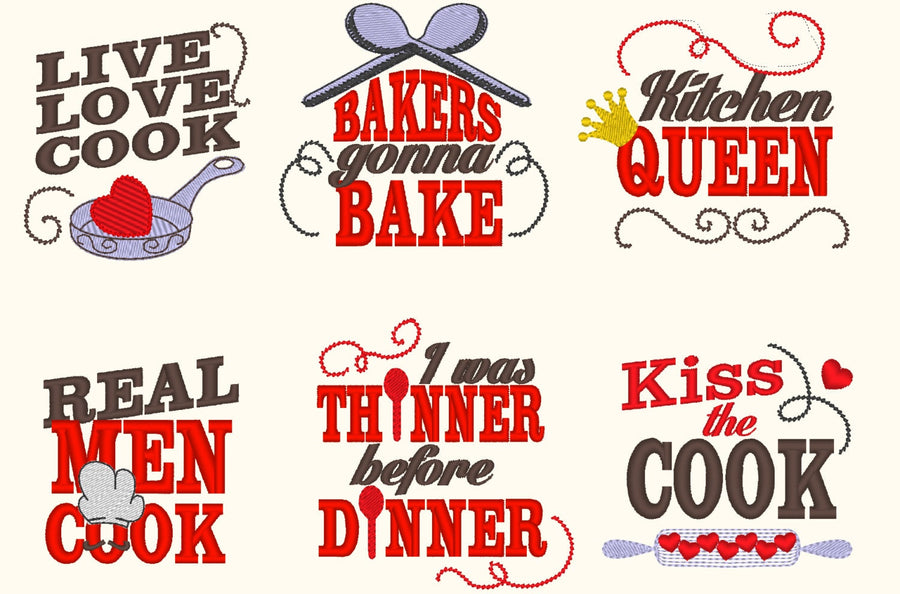 Live Love Cook Kitchen Quote Set