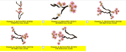 Cherry Blossom mini Flowers Birds and Cage awesome machine embroidery