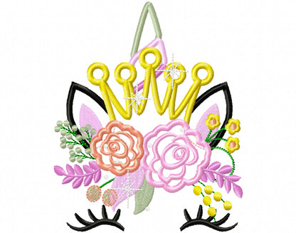 Unicorn Princess with Flowers and Crown