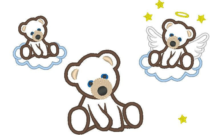 Angel Teddy Bear Applique