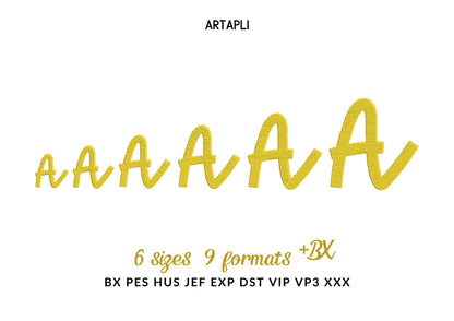 Fill stitch handwritten Font alphabet letters kids baby name monogram