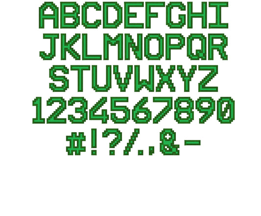 Miner Bricks Pixel Font Applique