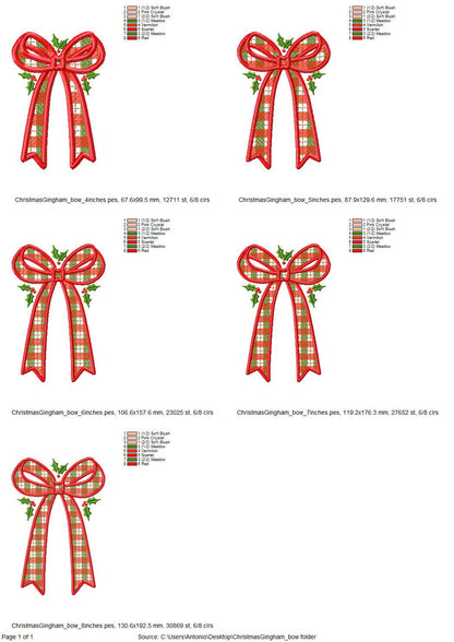 Gingham Plaid Christmas Bow