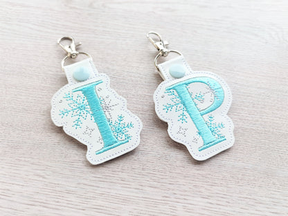 Christmas Snowflake Monogram Keychain