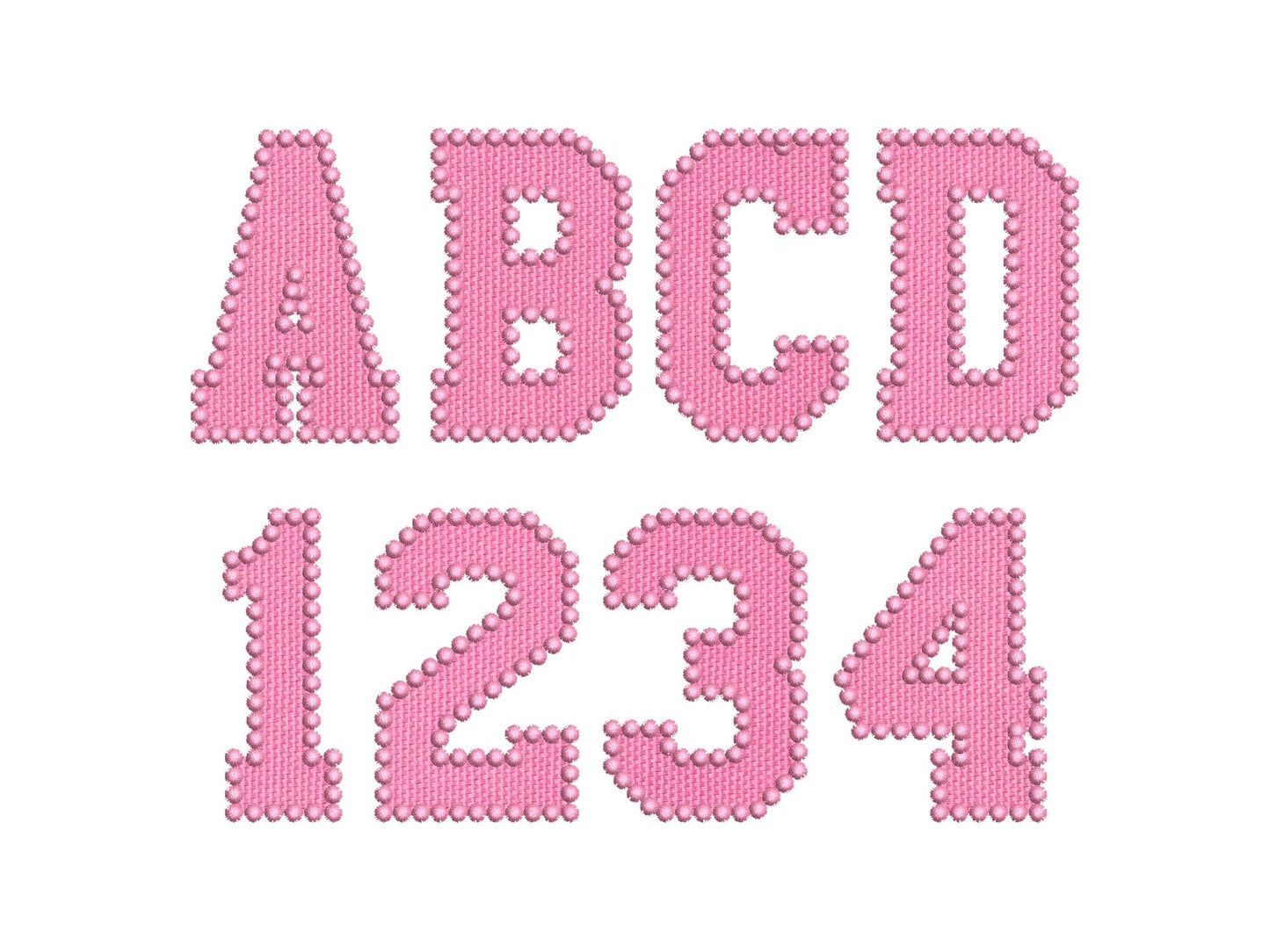 Pearl Stitch Outline Athletic Font Applique