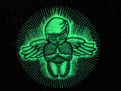 Praying angel / Glow in the dark special designed machine embroidery /