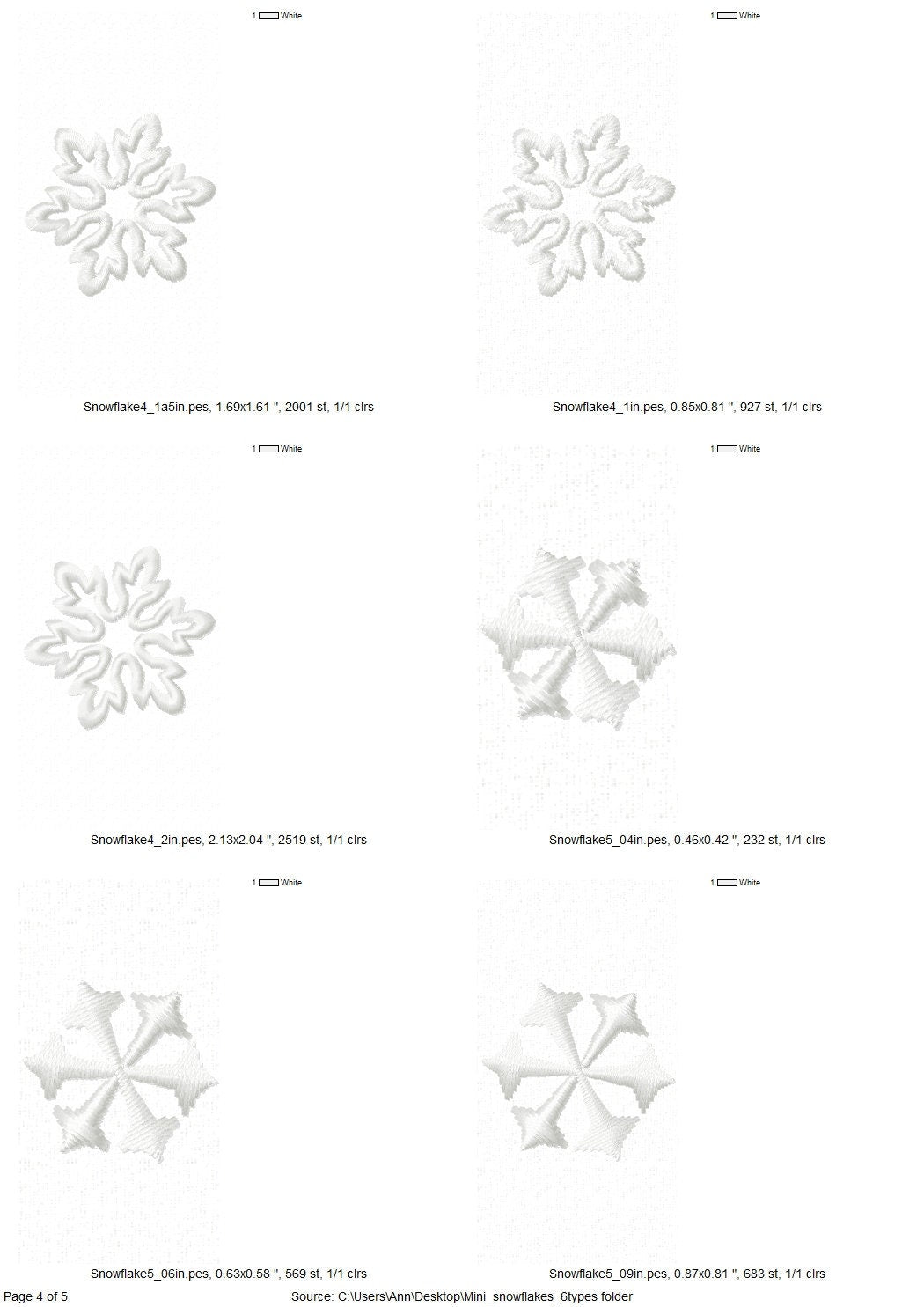 Snowflake Set of 5 and Bling Sparkle