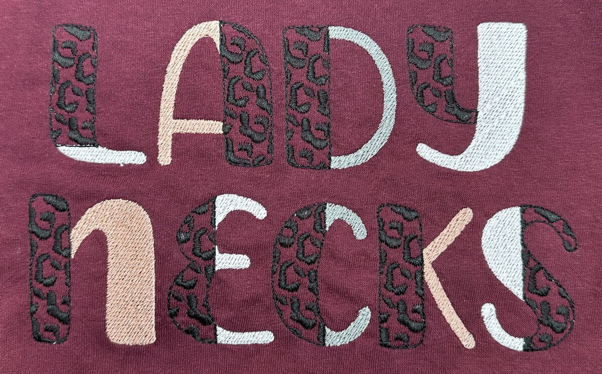 Split Font Leopard spots and fill stitch Duo font 2 colors alphabet