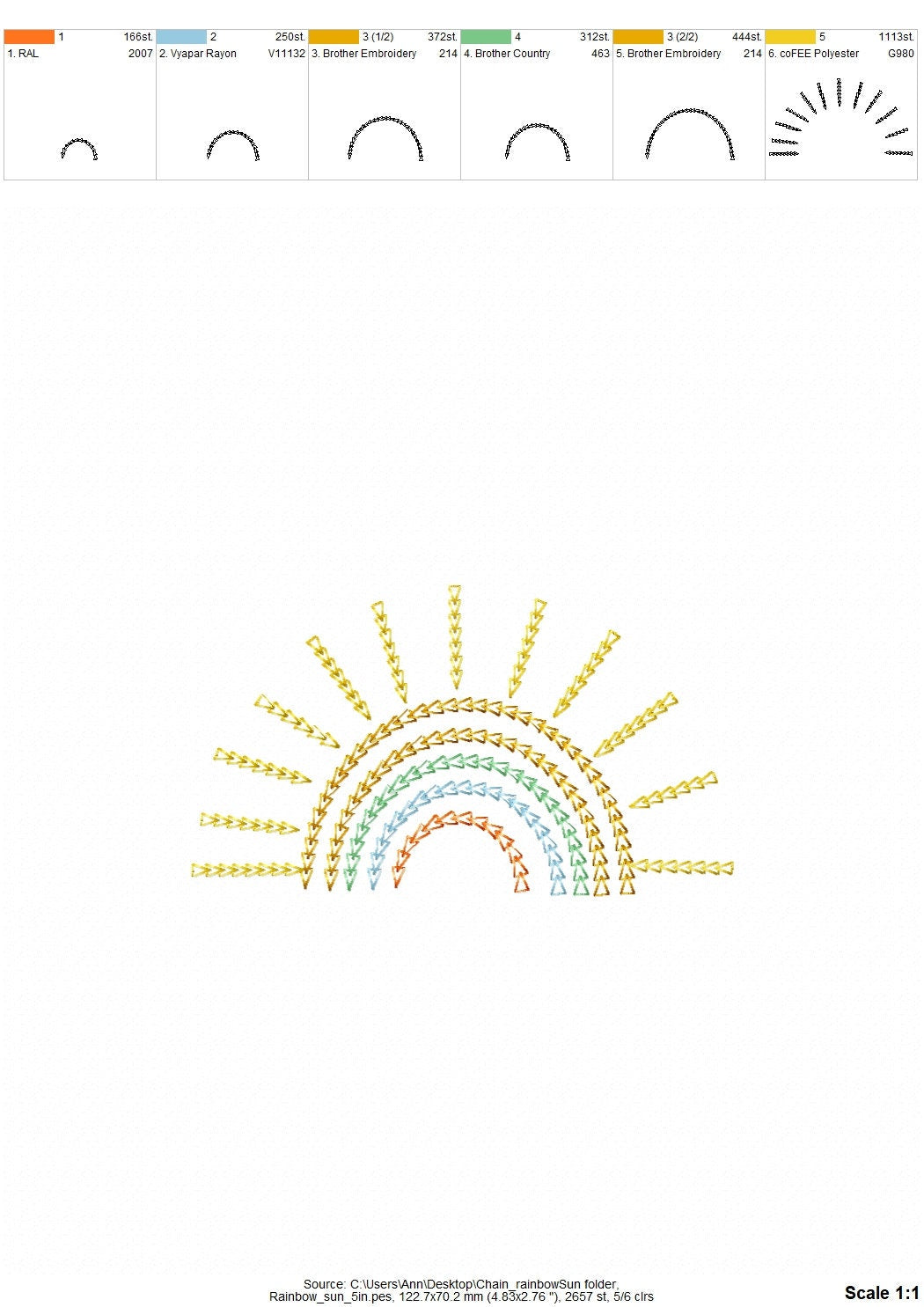 Primitive Chain Stitch Boho Rainbow