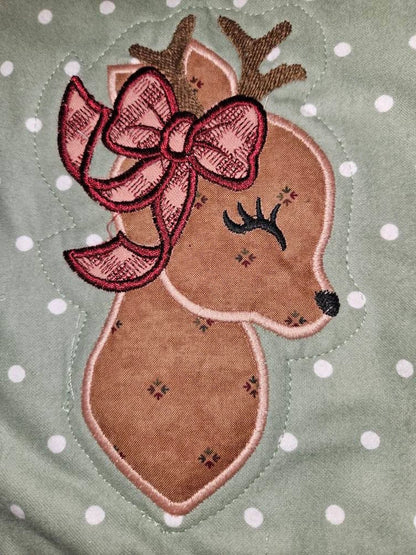 Deer Girl with Bow Applique
