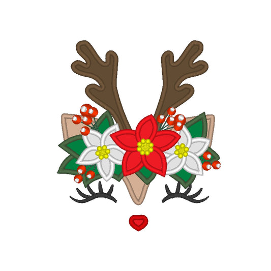 Christmas Deer with Floral Crown