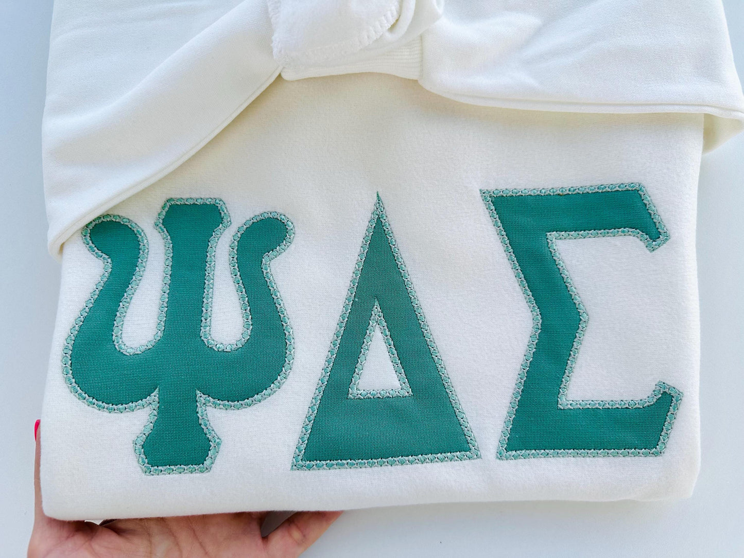 Greek Tall FONT Applique satin stitch and diamond top stitch Monogram