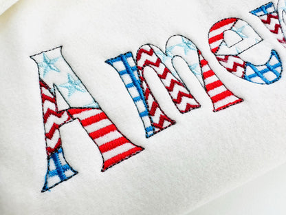Patchwork American Flag Patterned Font