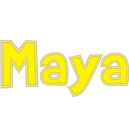Satin Stitch Outline Applique Font Maya