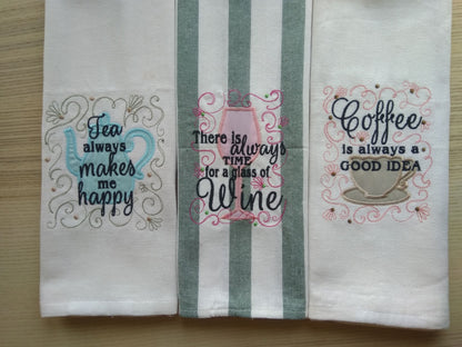Kitchen Wine Coffee Tea Quote Set