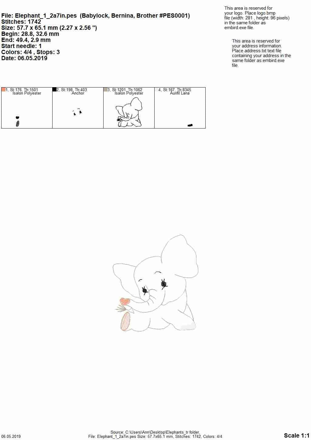 Triple Bean Stitch Elephant Outline Set