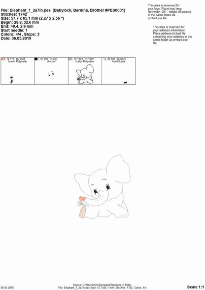 Triple Bean Stitch Elephant Outline Set