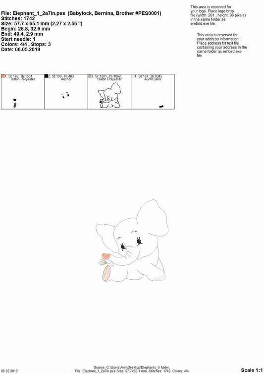 Triple Bean Stitch Elephant Outline Set