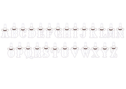 Key fob snap tab Cowboy Monogram alphabet initial letters A-Z in the