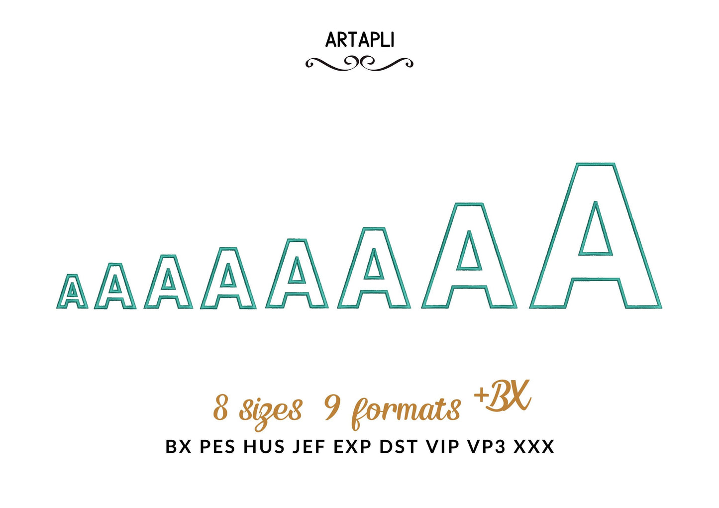 Satin Stitch Outline Block Font Applique