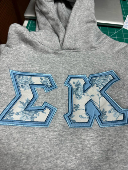 Sororities Greek Font Zig Zag outline Double Applique