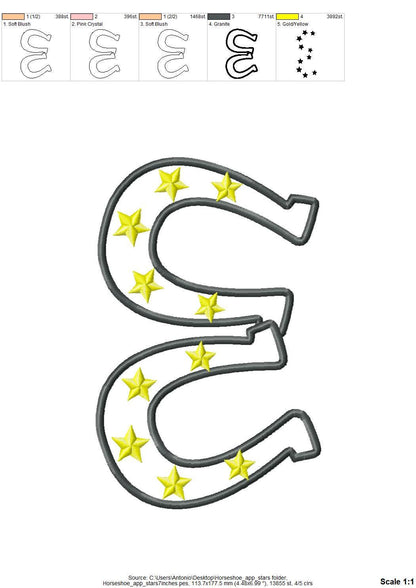 Horseshoe with tiny Stars side bow split seam Farm Horse stable