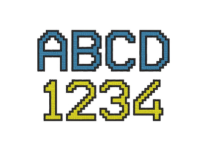 Miner Bricks Pixel Font Fill Stitch Font
